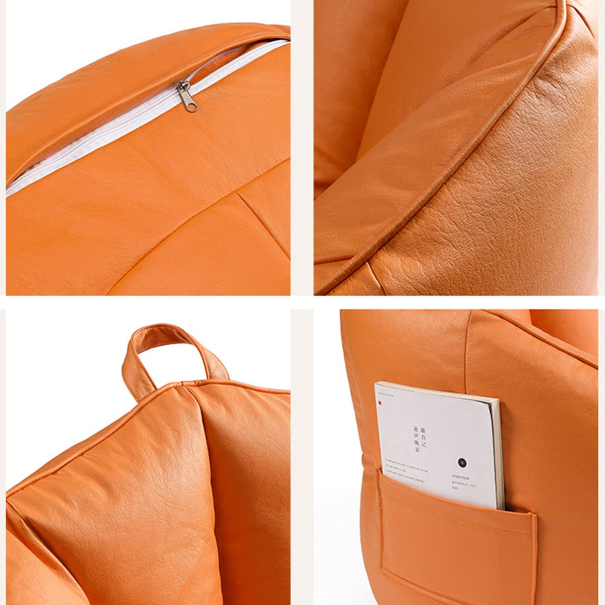 Stuffable Bean Bag Chair Cover Small Beige Yellow G372346