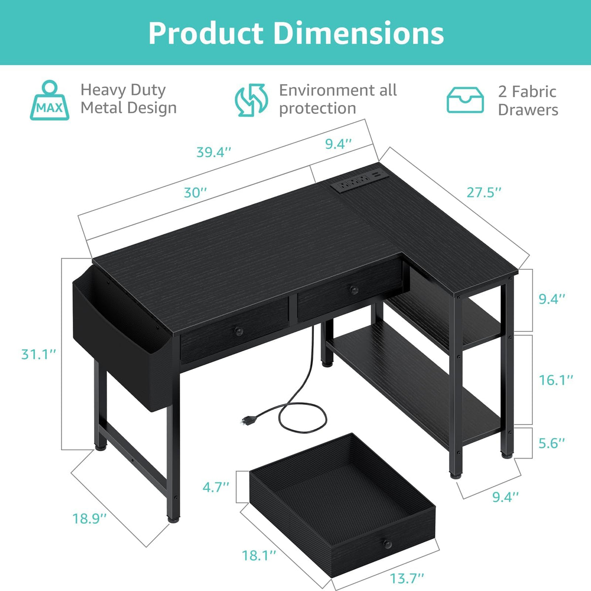 Black Corner Desk E89844