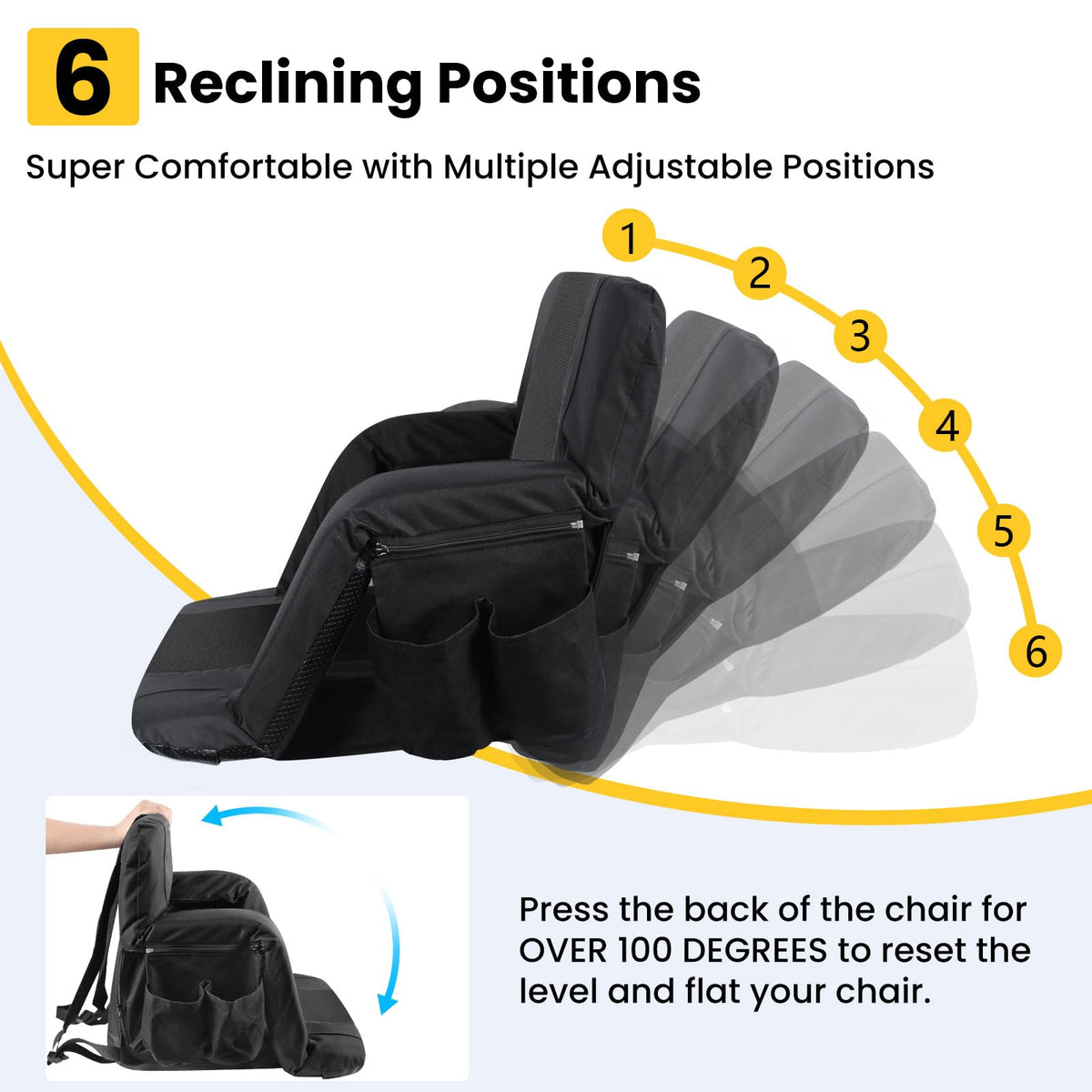 2 Pack Portable Folding Stadium Seats with Back Support and Cushion R360439