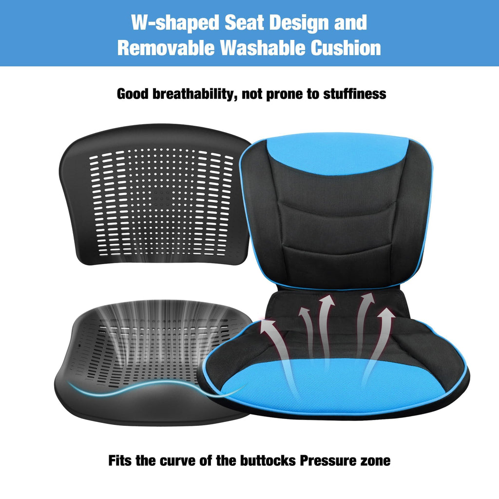 Lightweight Foldable Transport Wheelchair with Telescopic Handle, 16-Inch Seat, Blue A10396