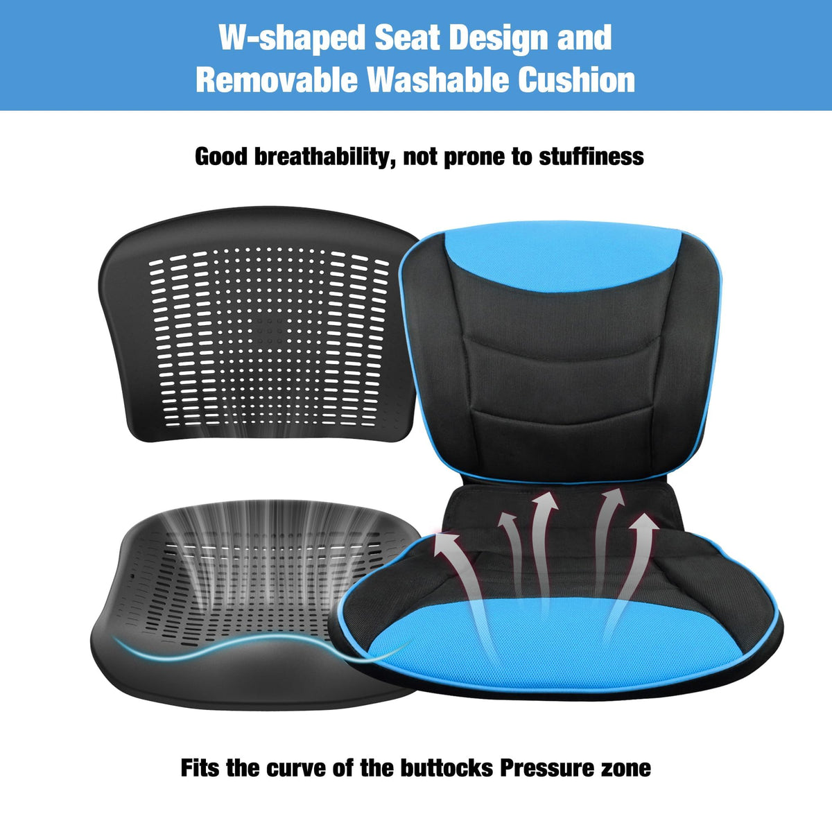 Lightweight Foldable Transport Wheelchair with Telescopic Handle, 16-Inch Seat, Blue A10396
