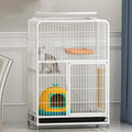 3-Tier Metal Wire Cat Cage with Hammock and Casters O617182