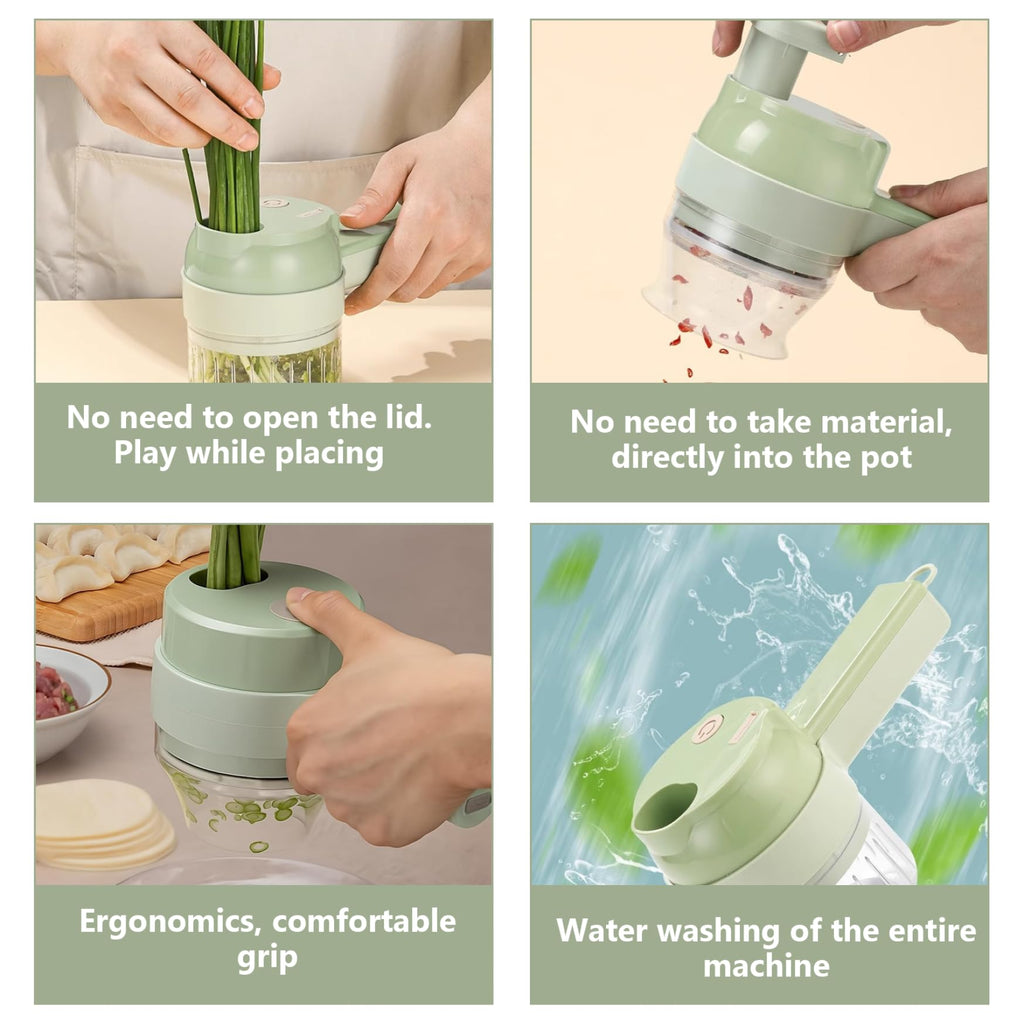 Wireless Mini 4 in 1 Electric Vegetable Chopper Rechargeable Food Cutter K9848