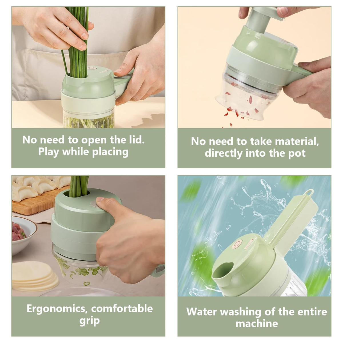 Wireless Mini 4 in 1 Electric Vegetable Chopper Rechargeable Food Cutter K9848