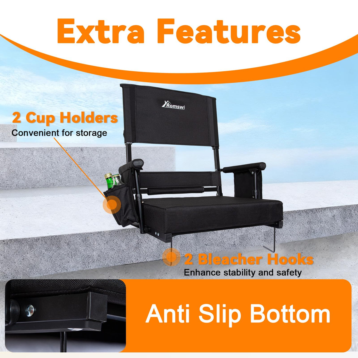 2-Pack Stadium Seats with Back Support and Armrests Z1114
