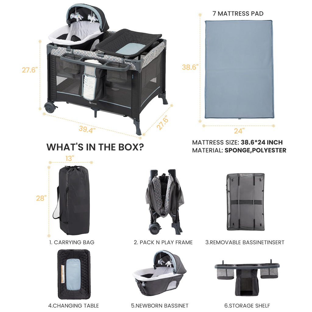 5 in 1 Foldable Baby Crib Playpen E694775