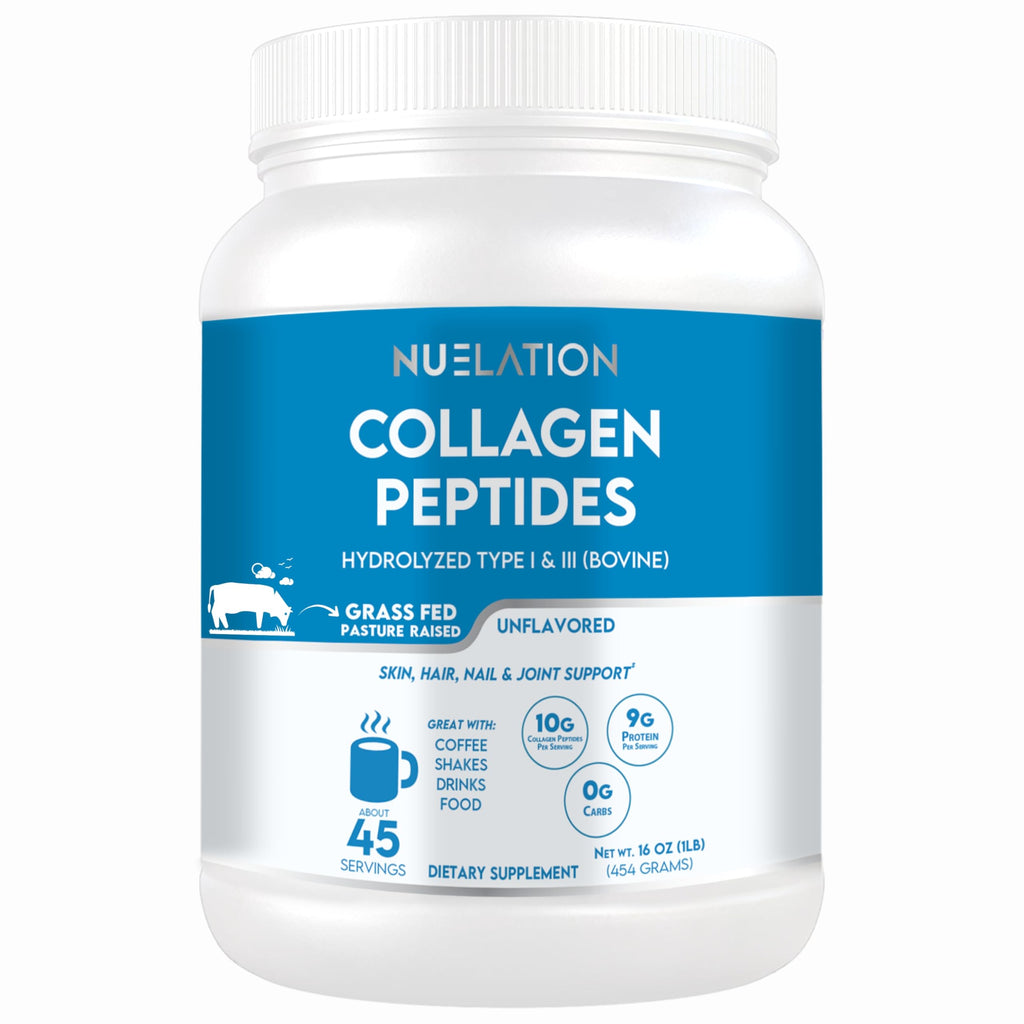 Grass Fed Hydrolyzed Bovine Collagen Peptides Powder 1LB Unflavored I35451