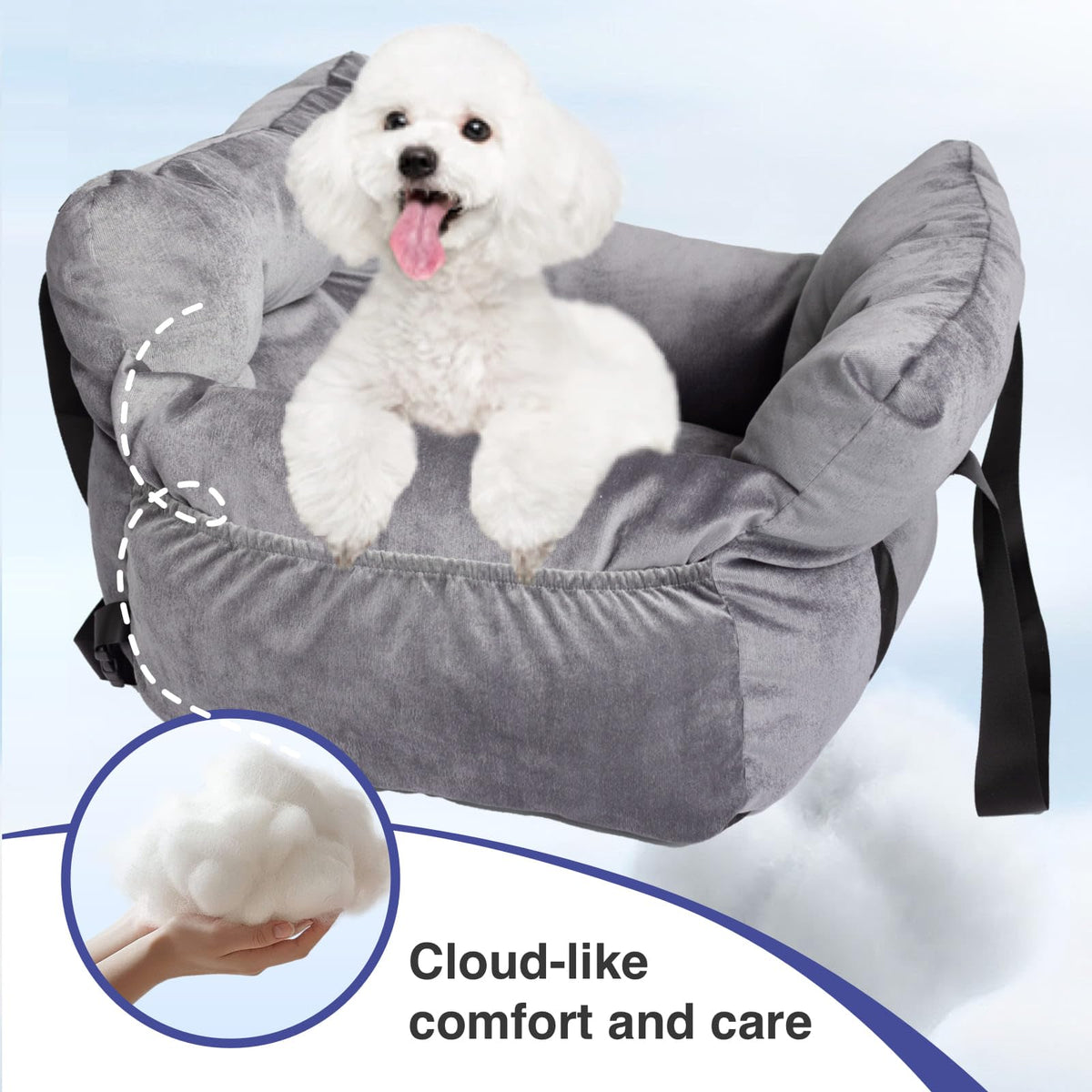 Gray Pet Car Booster Seat for Small Dogs up to 25 lbs B994857