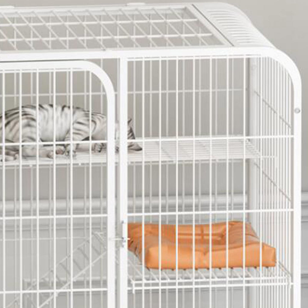 3-Tier Metal Wire Cat Cage with Hammock and Casters O617182