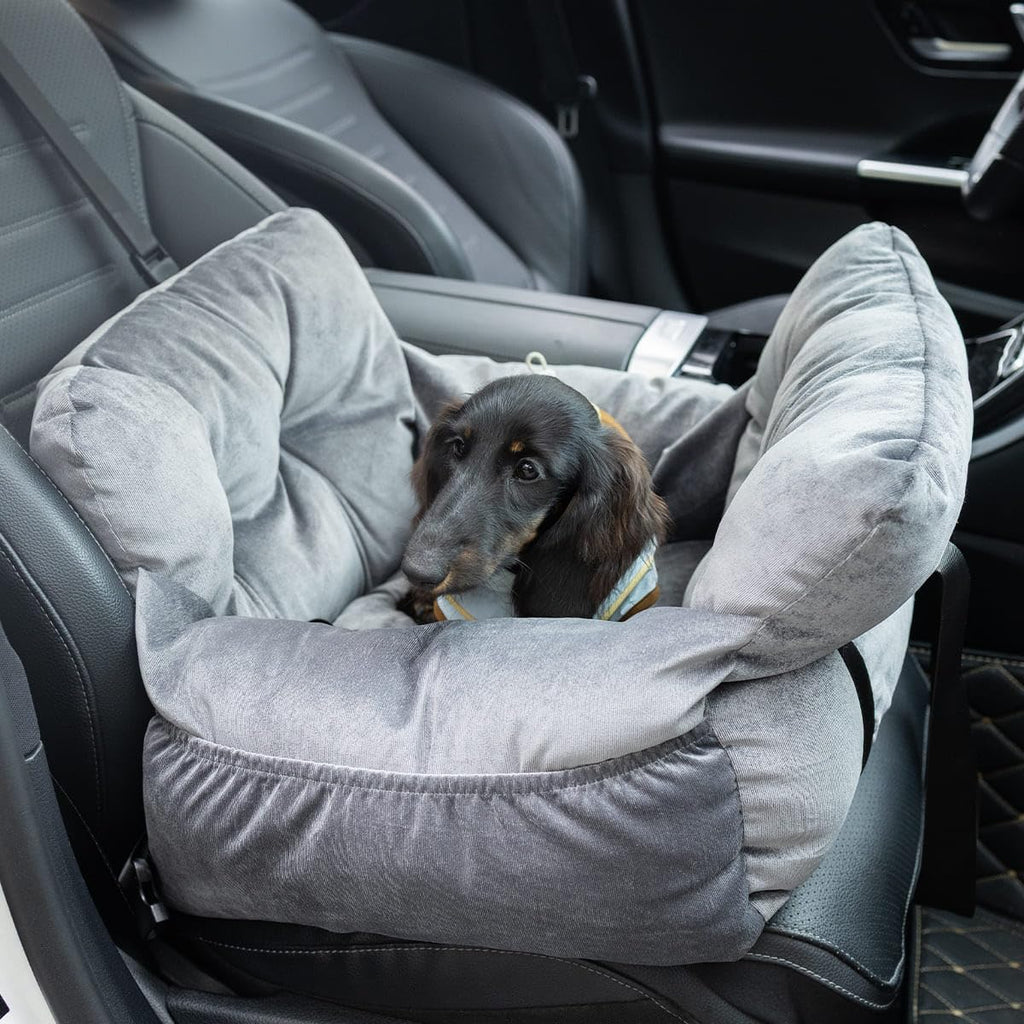 Gray Pet Car Booster Seat for Small Dogs up to 25 lbs B994857