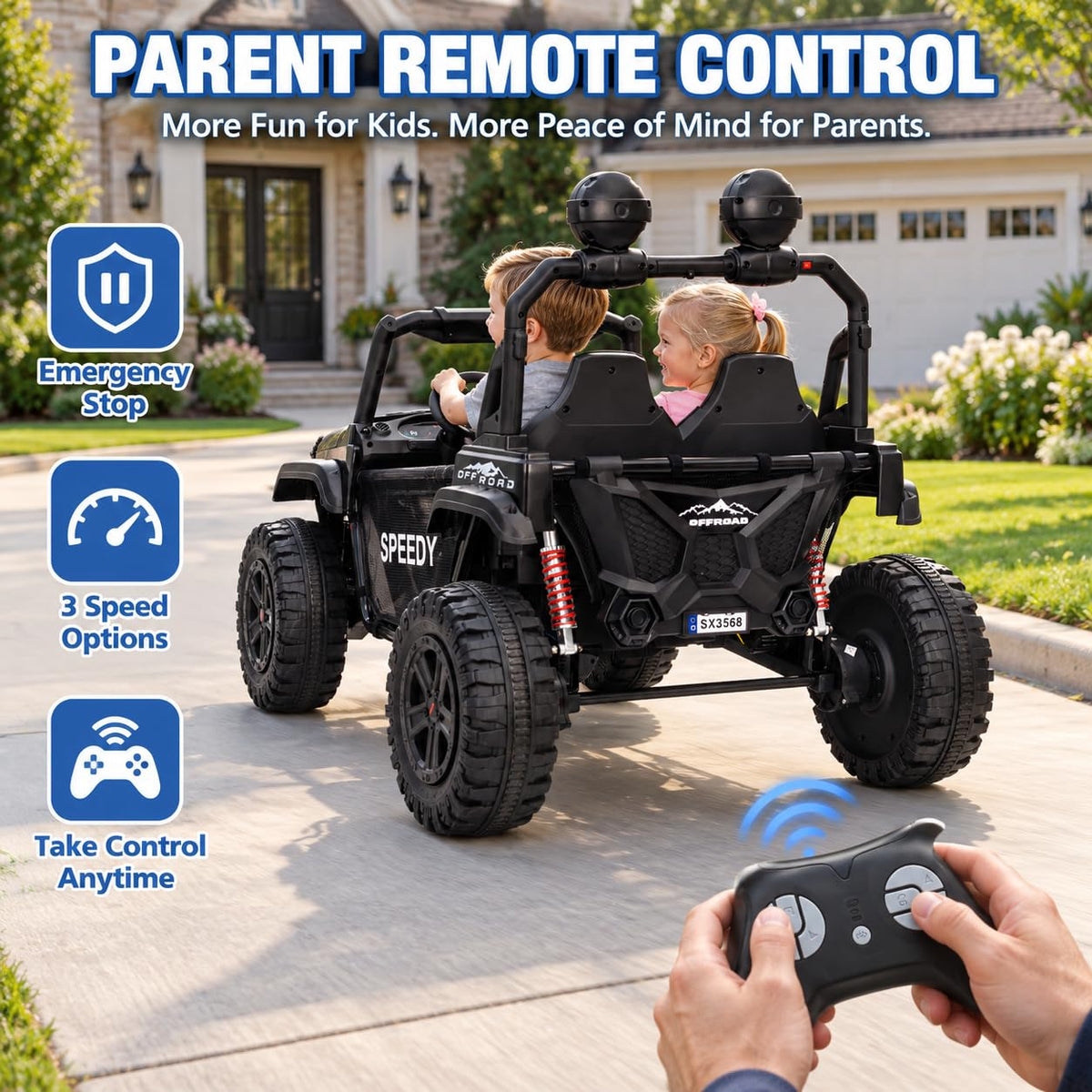 Black 24V 2 Seater Ride On Truck Car with Remote Control E5127