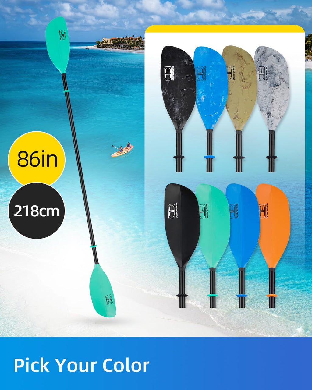 86in/218cm 90.5in/230cm Alloy Shaft 2-Piece Kayak Paddle Z779