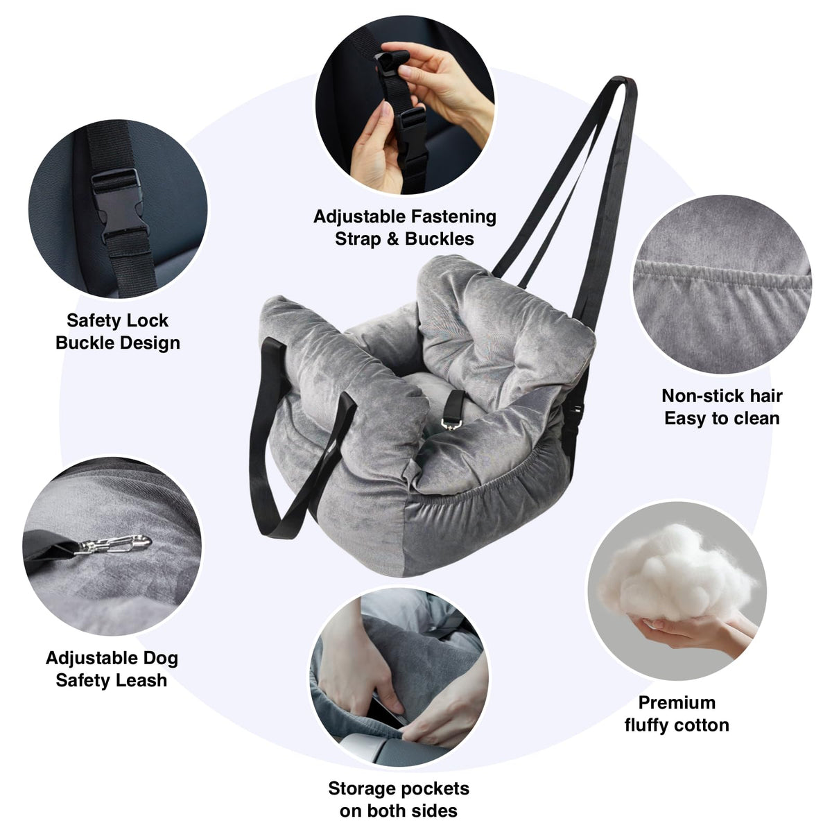Gray Pet Car Booster Seat for Small Dogs up to 25 lbs B994857