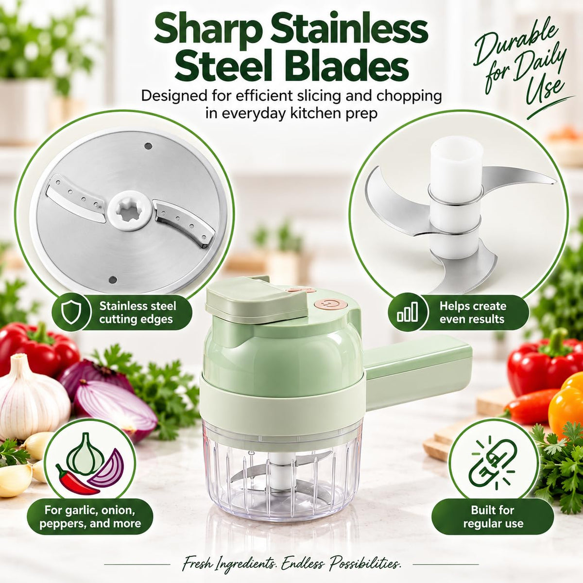5-in-1 Wireless Electric Vegetable Chopper Y4538