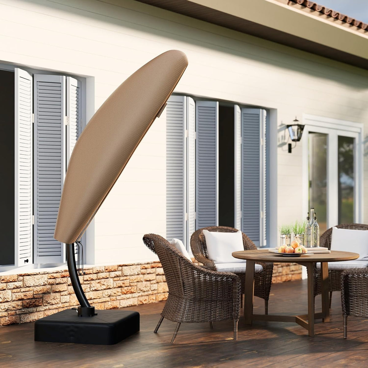 12ft Cantilever Patio Umbrella with Base and Cover W738475