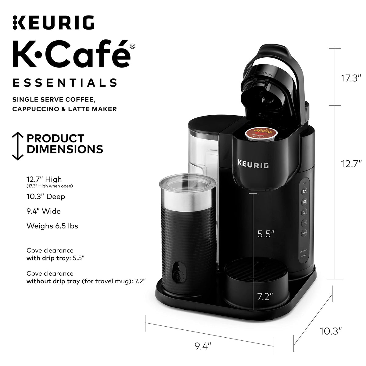 Single Serve Coffee, Latte and Cappuccino Maker, Black O104892