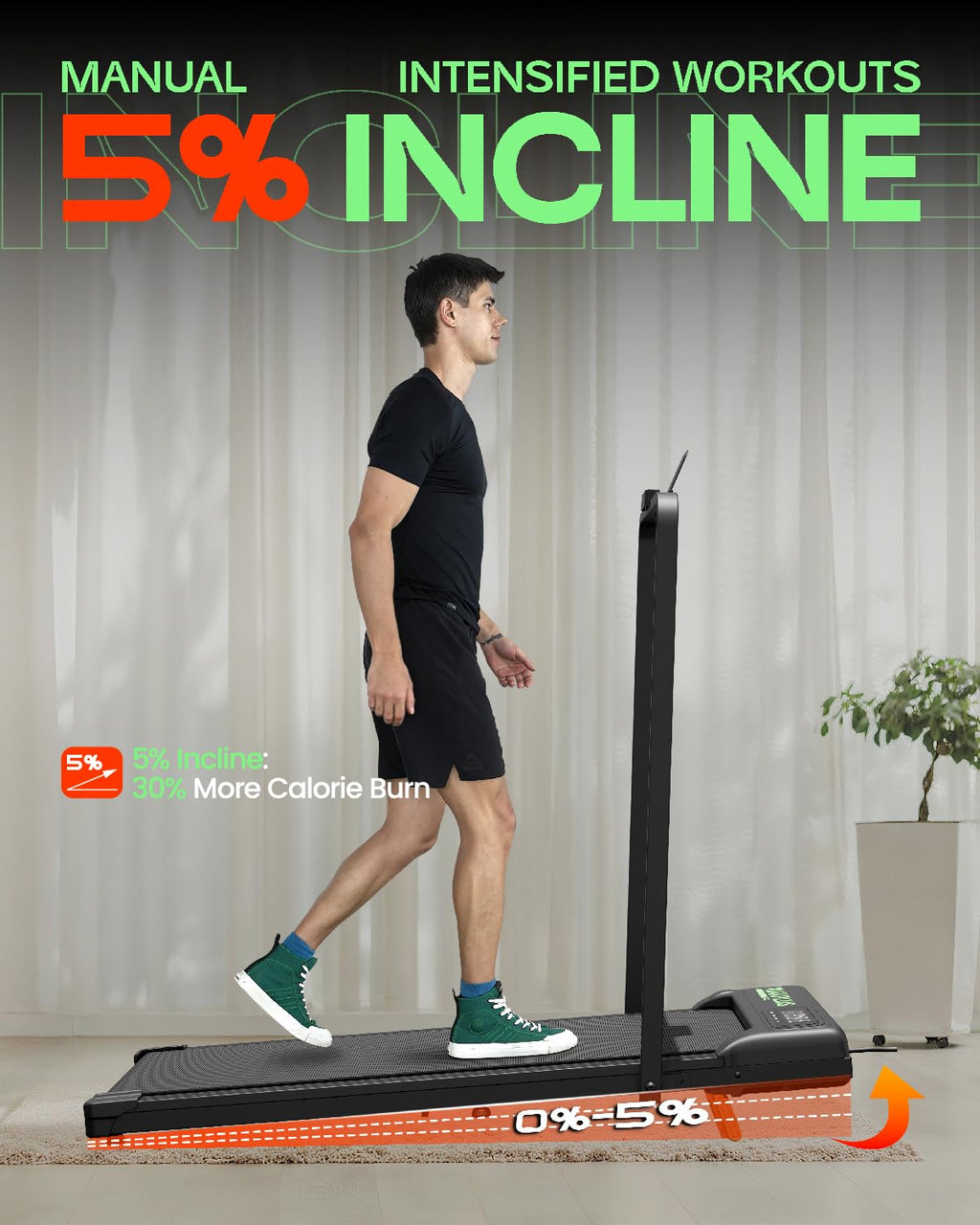 Folding Walking Pad with Incline, 2 in 1 Portable Under Desk Treadmill Q3810