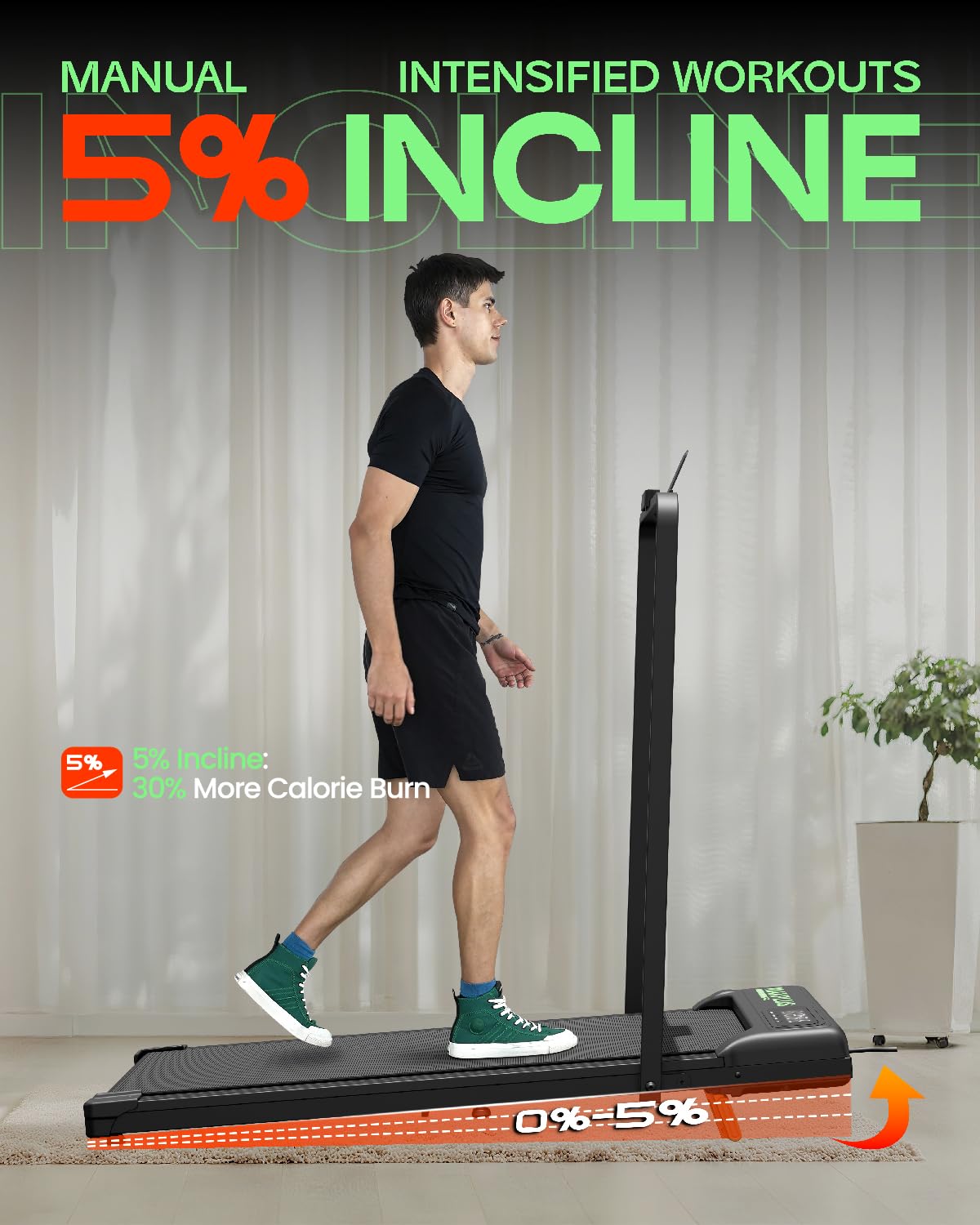 Folding Walking Pad with Incline, 2 in 1 Portable Under Desk Treadmill Q3810