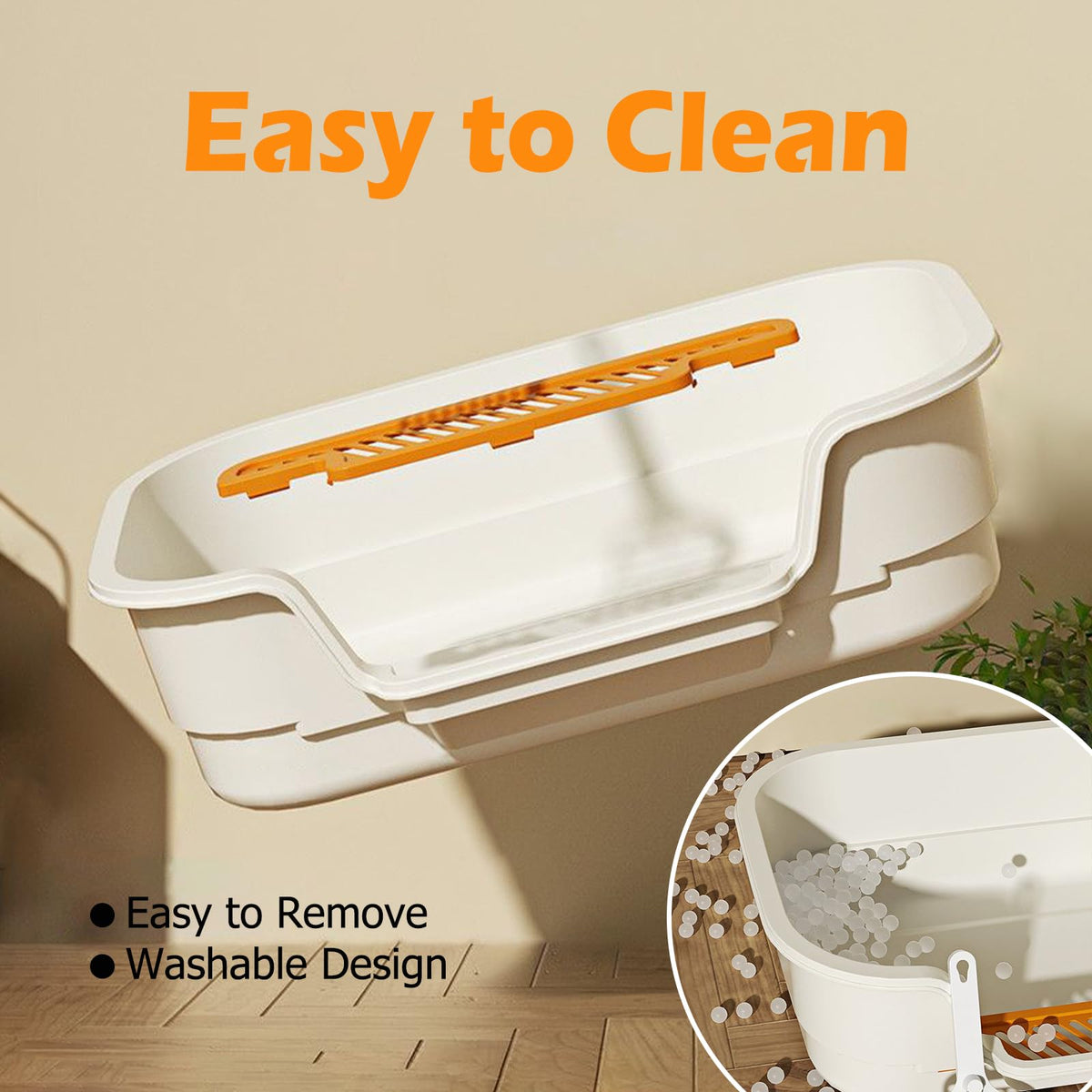 Large High Sides Low Entry Cat Litter Box U77691