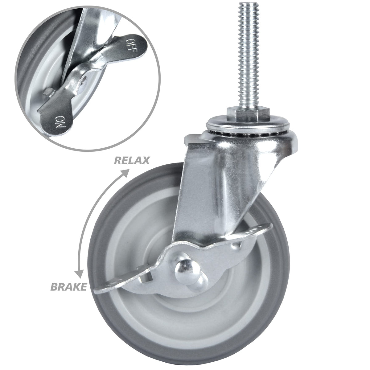 3 Inch Set of 4 Heavy Duty Swivel Rubber Caster Wheels Q718