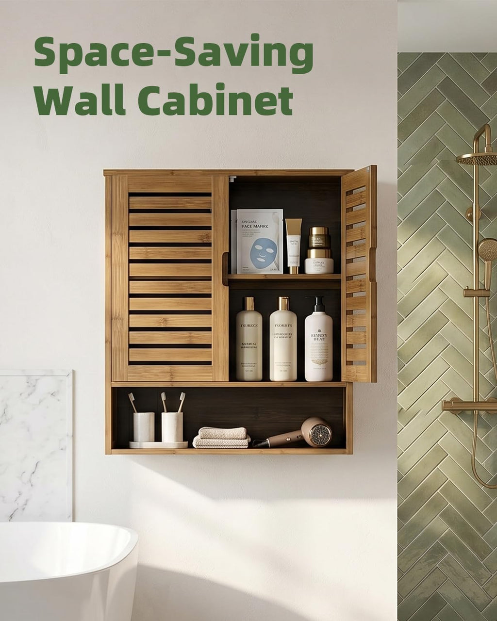 Bamboo Over-The-Toilet Storage Cabinet with 2 Door A9866