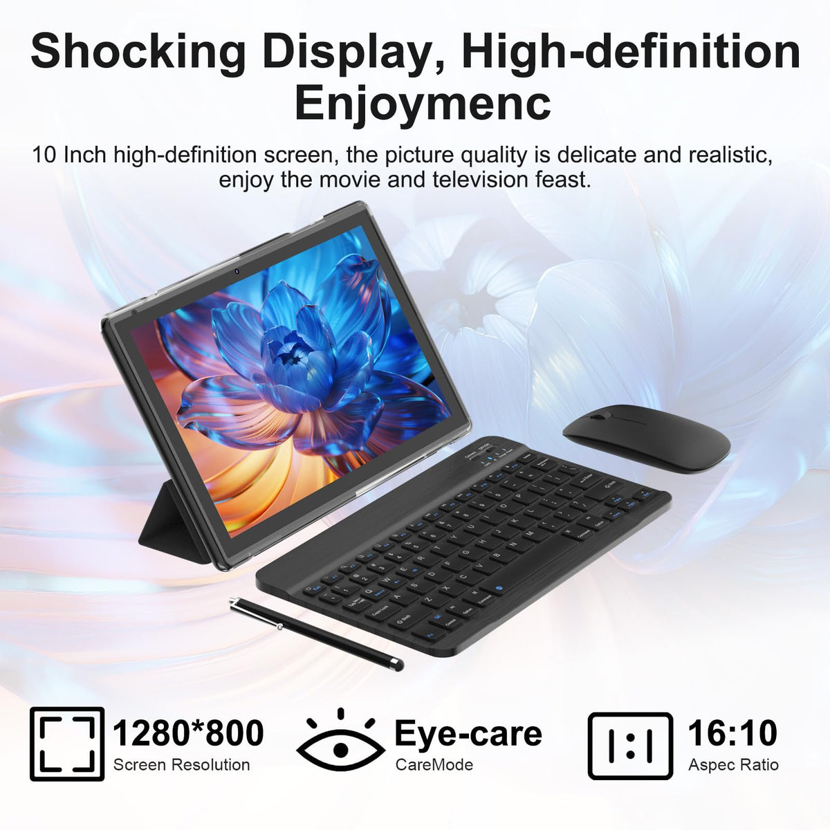 Android 14 2 in 1 Tablet with Keyboard 10 inch 8GB+64GB Black J69760