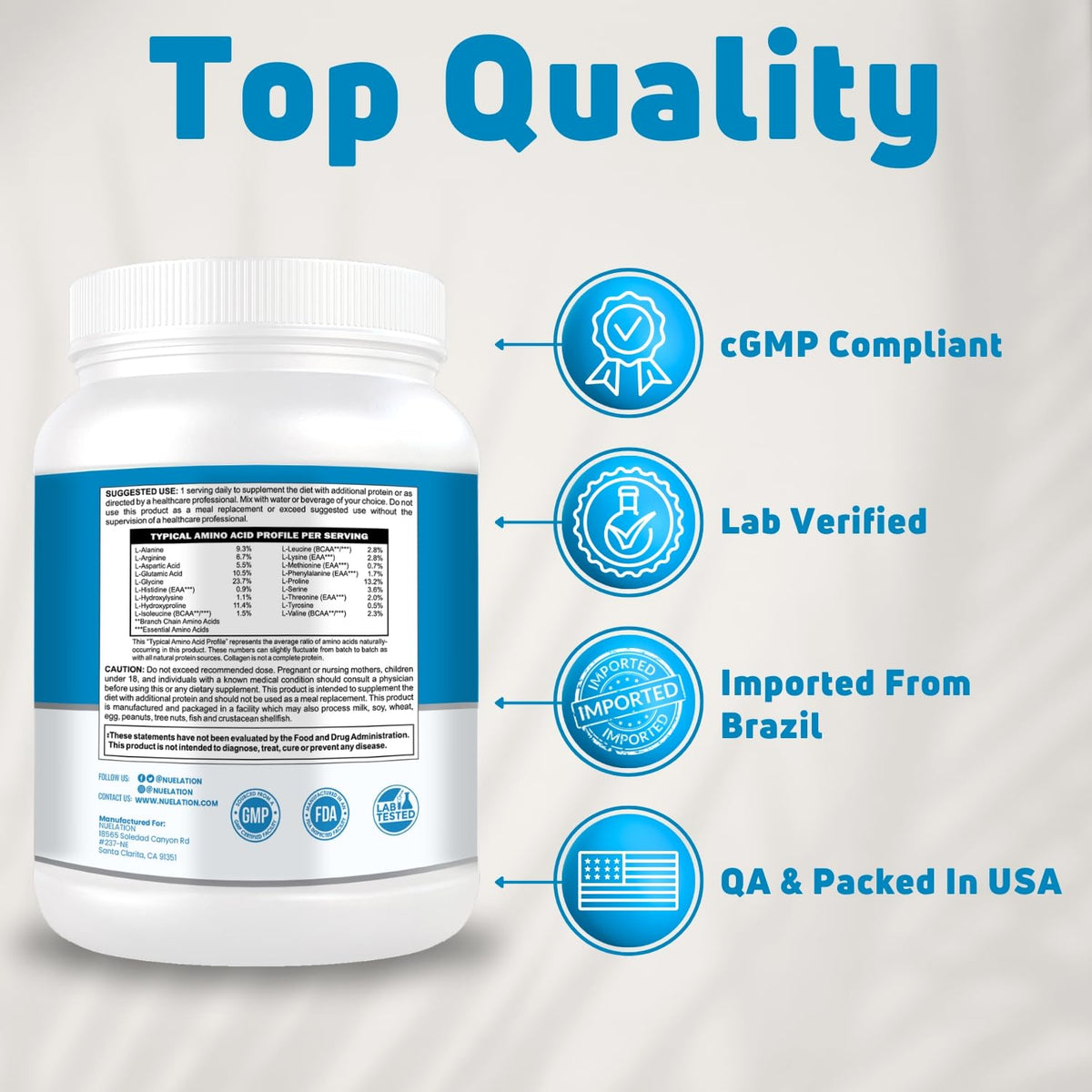 Grass Fed Hydrolyzed Bovine Collagen Peptides Powder 1LB Unflavored I35451