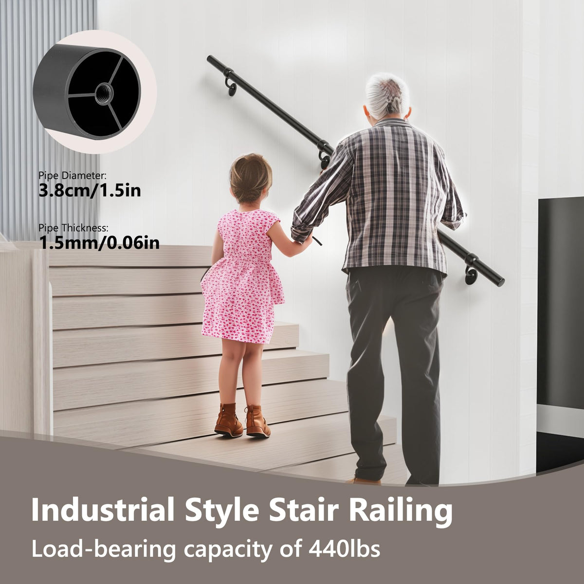6 Feet Round Aluminum Stair Railing O93998