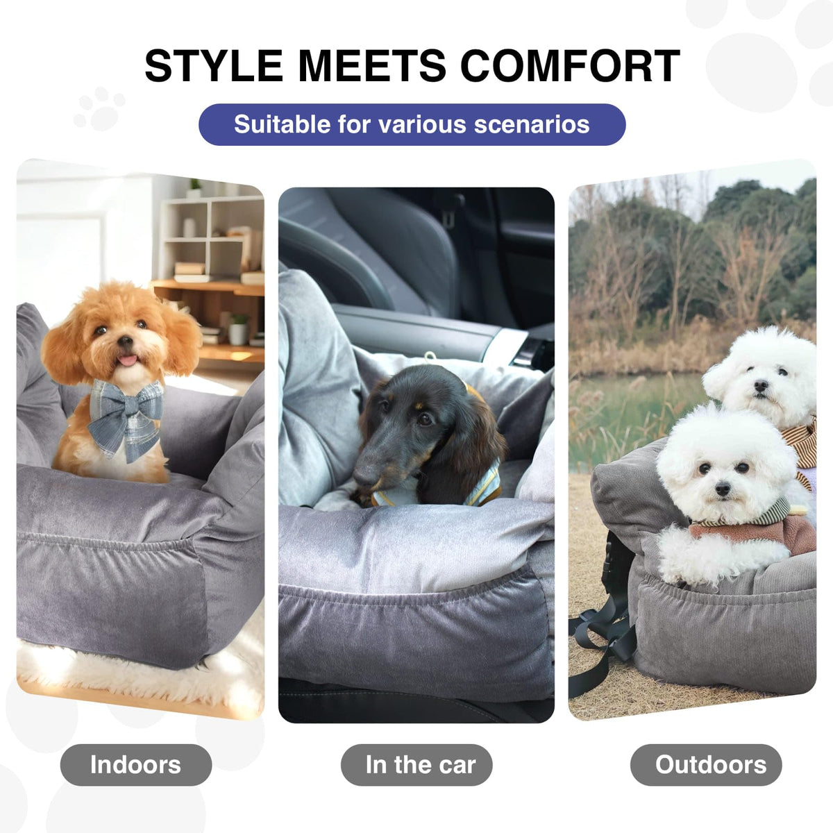 Gray Pet Car Booster Seat for Small Dogs up to 25 lbs B994857
