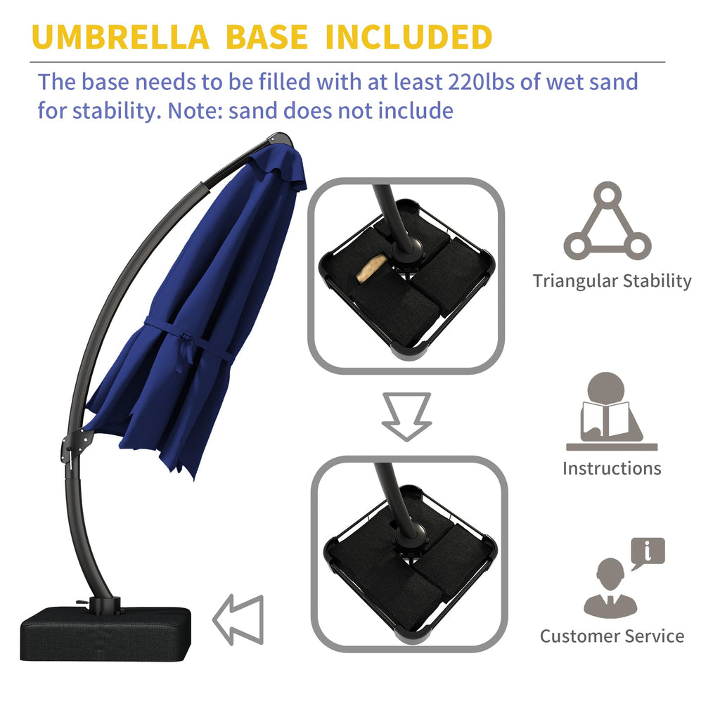 12ft Cantilever Patio Umbrella with Base and Cover W738475
