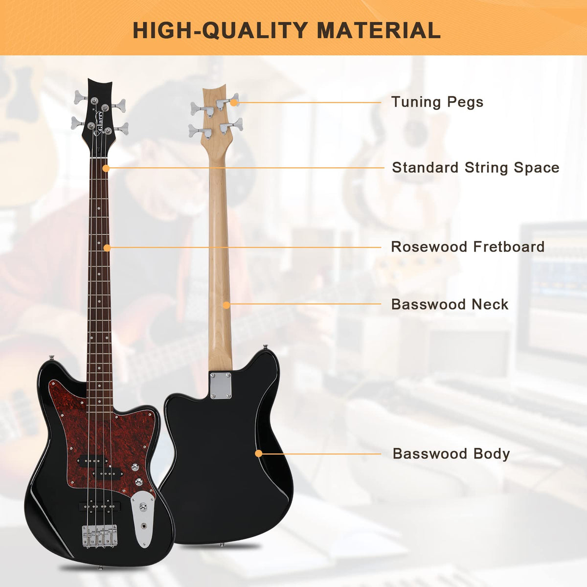 4 String Electric Bass Guitar Beginner Kit with Amp T441