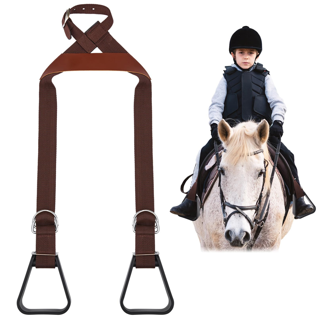 Kids Adjustable Nylon Straps Stirrups Q26532