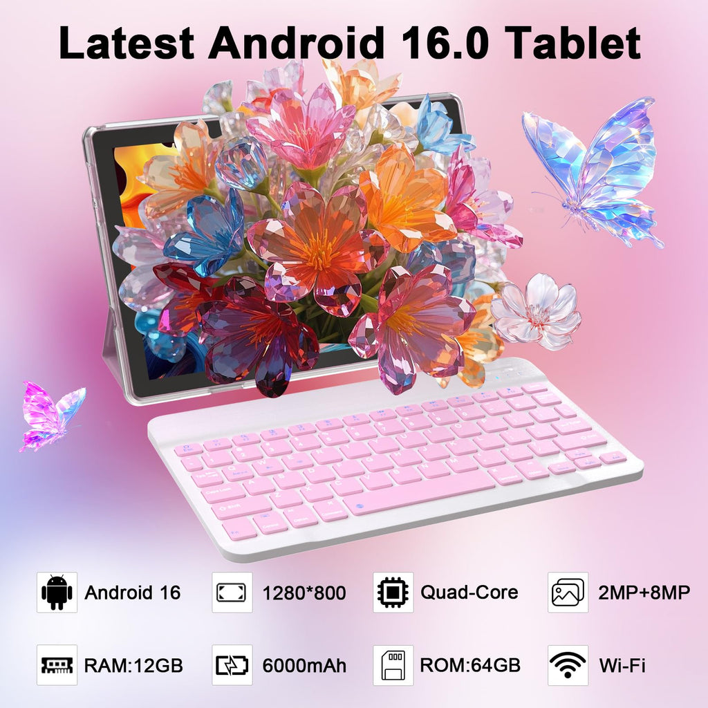 Android 16 10 Inch Tablet 12GB RAM 64GB ROM Pink Z353