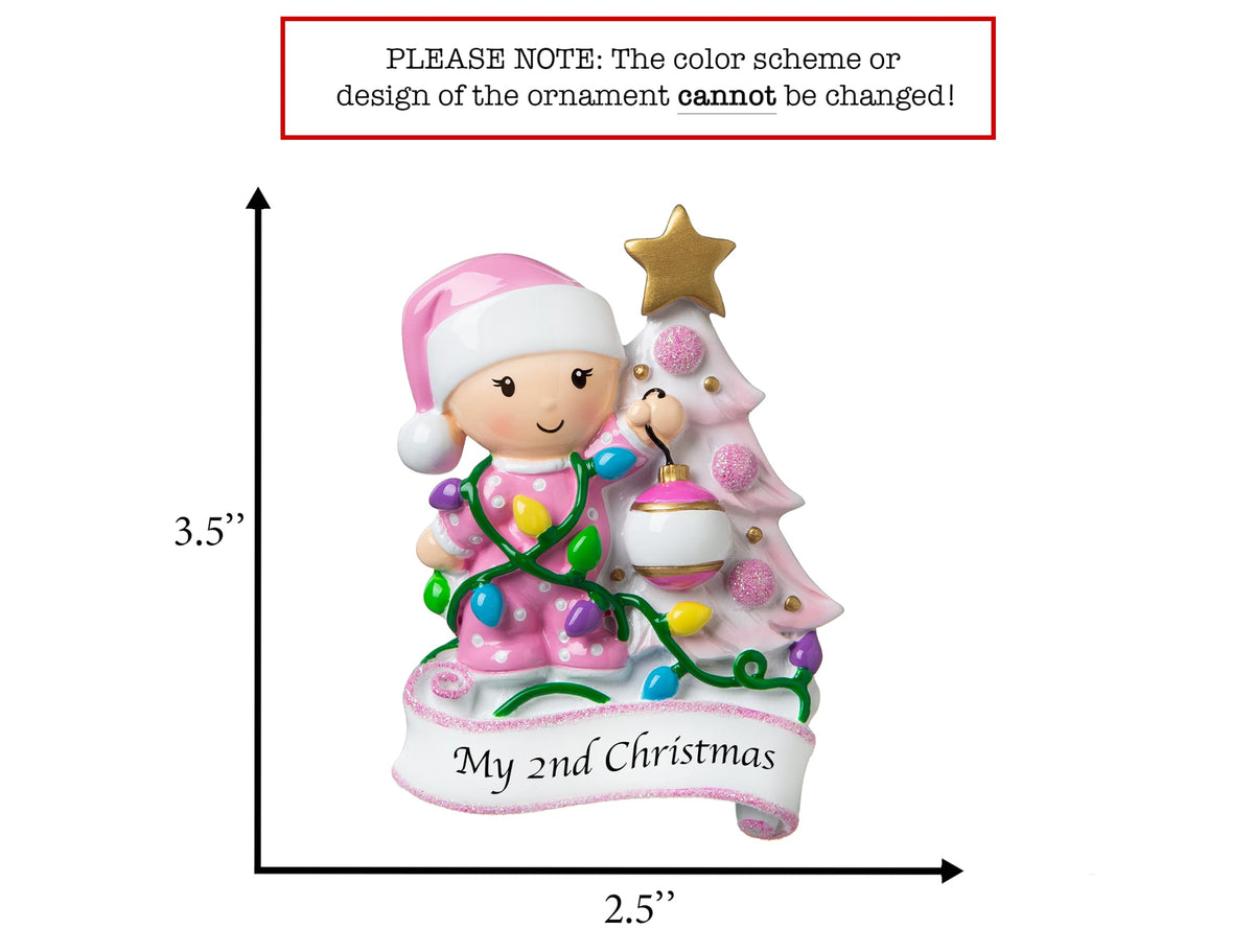 Baby's Second Christmas Ornament 2026 Pink F8892