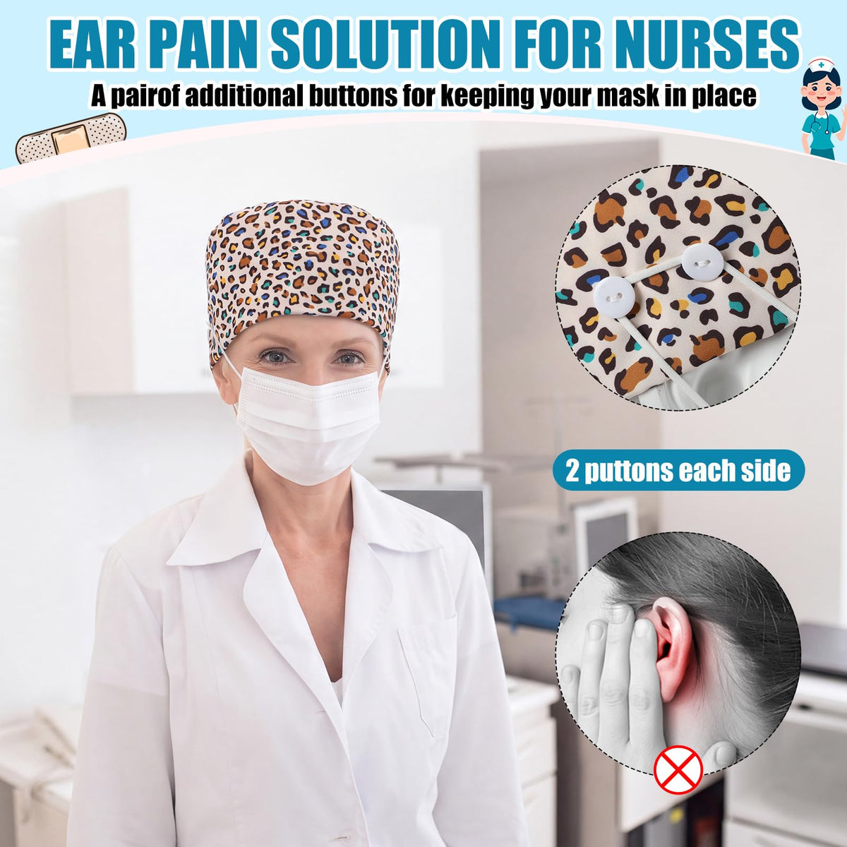 4 Pcs Nurse Scrub Caps R85450