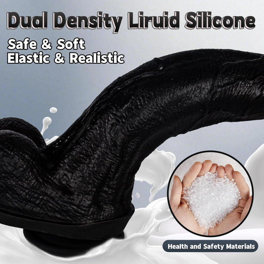 Black Realistic Silicone Dildo with Suction Cup Q8122
