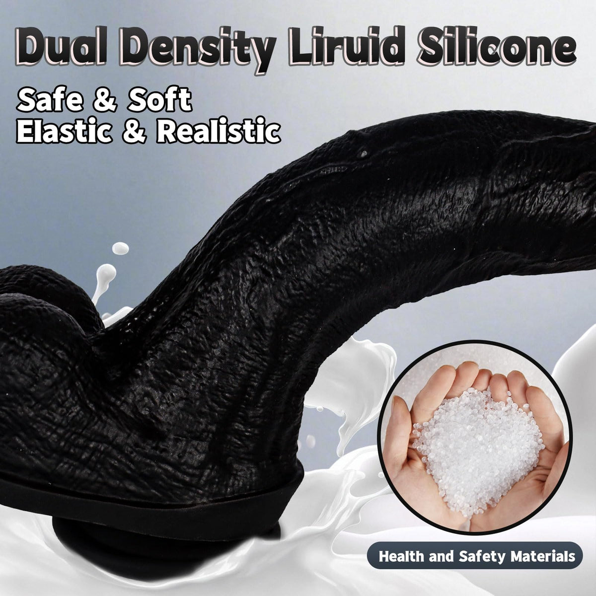 Black Realistic Silicone Dildo with Suction Cup Q8122