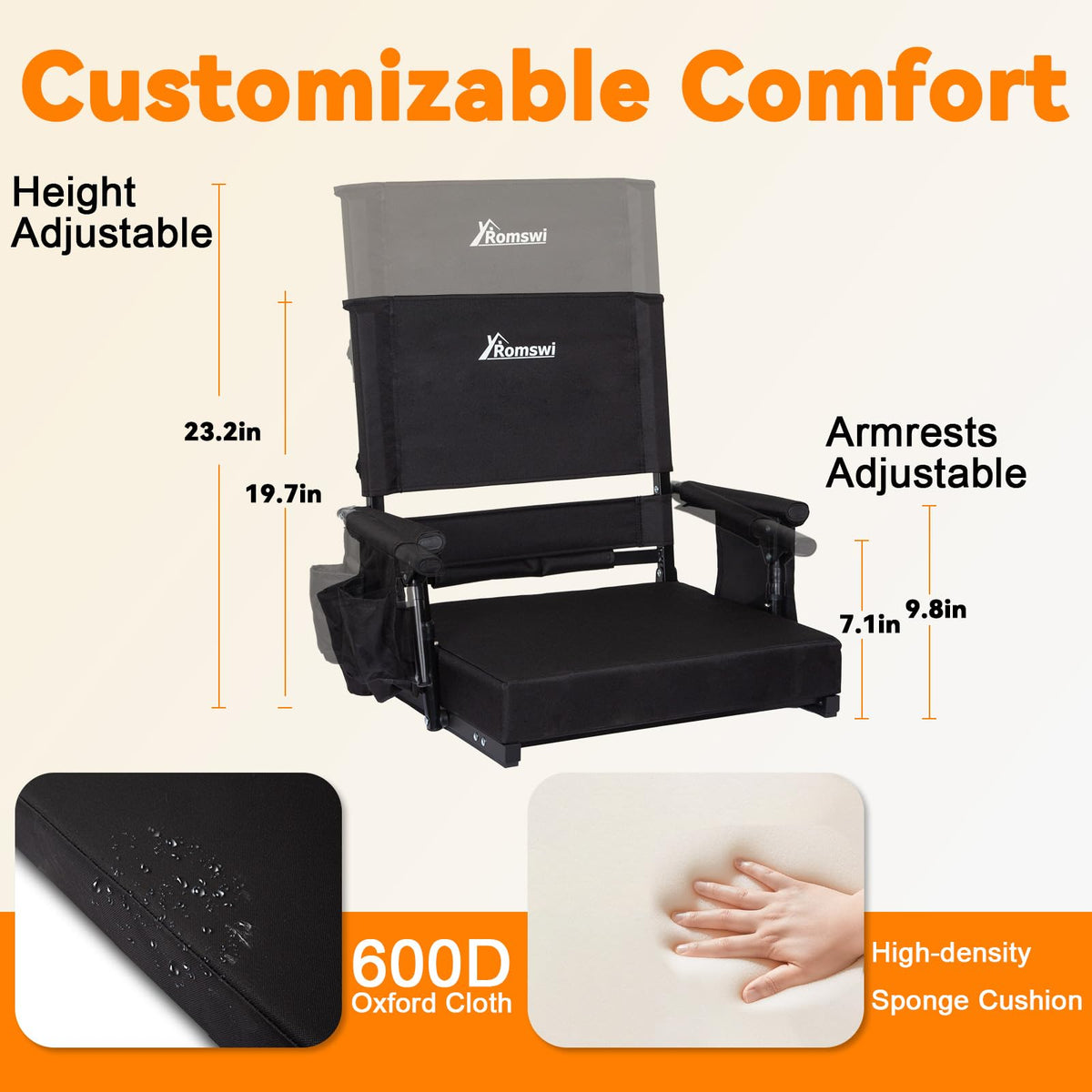 2-Pack Stadium Seats with Back Support and Armrests Z1114