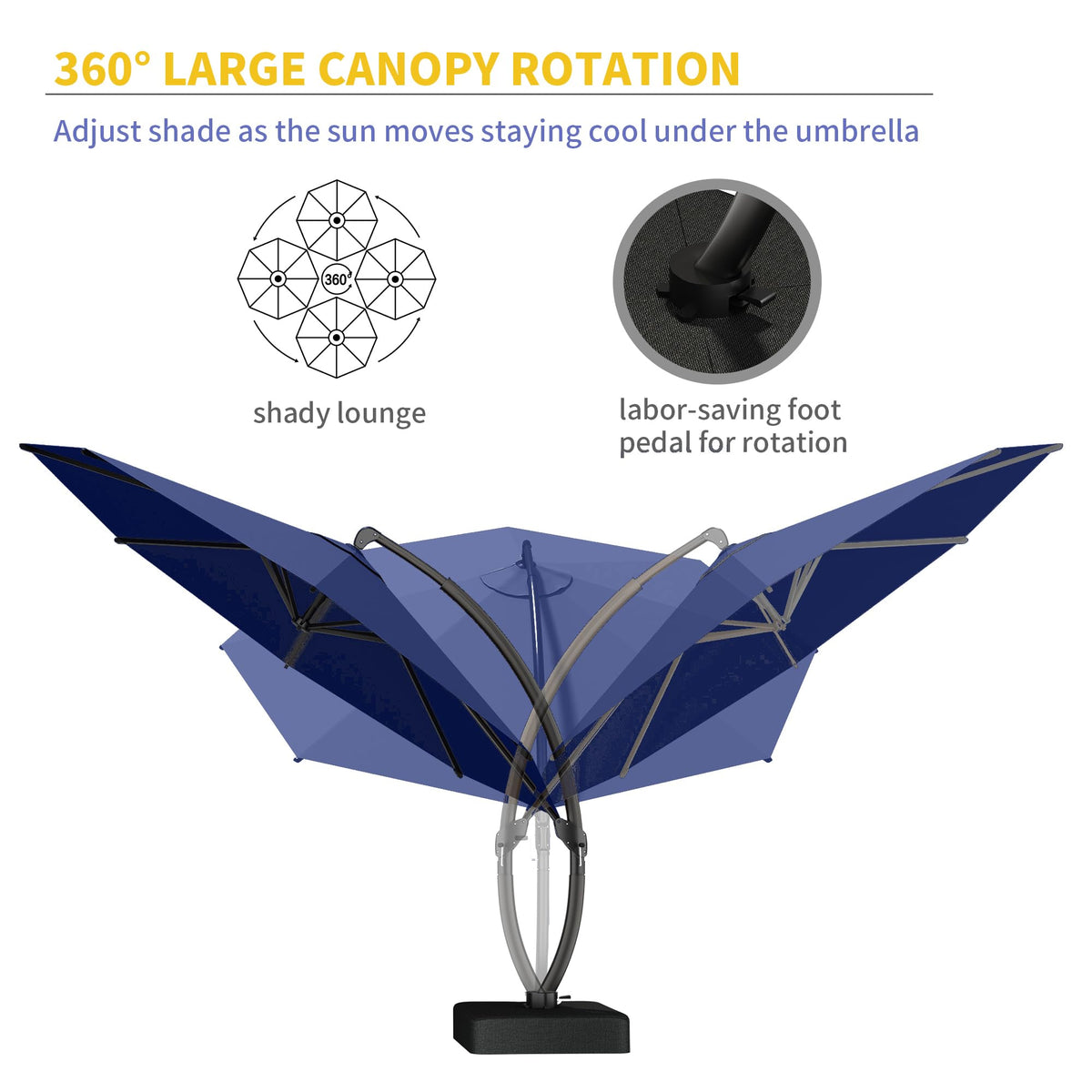 12ft Cantilever Patio Umbrella with Base and Cover W738475