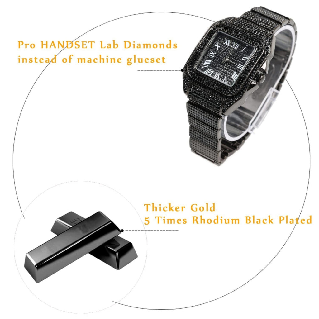 Men's Watch with Cuban Link Chain J361