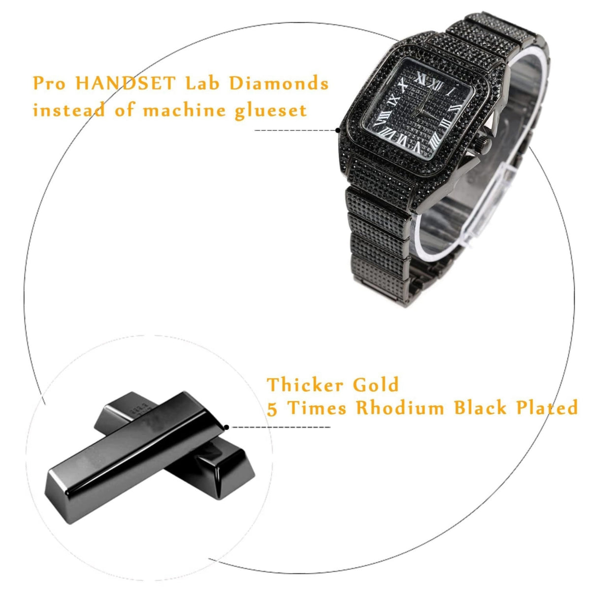 Men's Watch with Cuban Link Chain J361