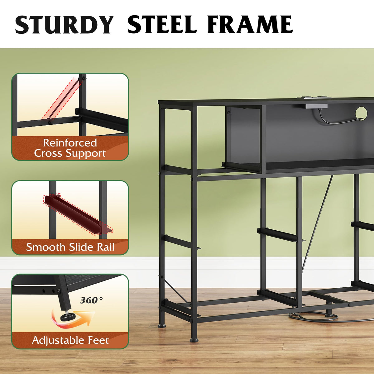 Black 8 Drawer Dresser TV Stand W728