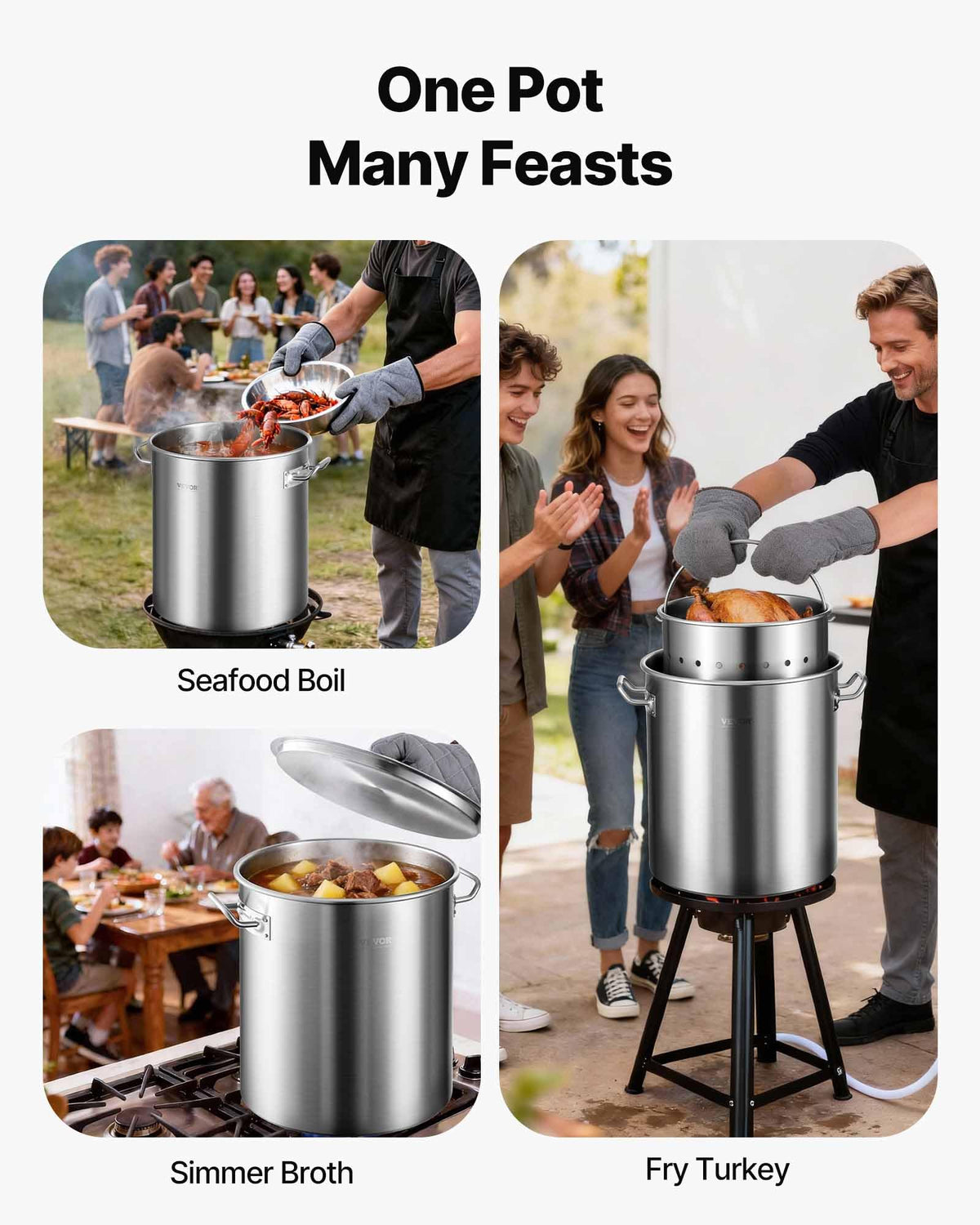 42 Quart Stainless Steel Stockpot with Strainer and Lid W38442