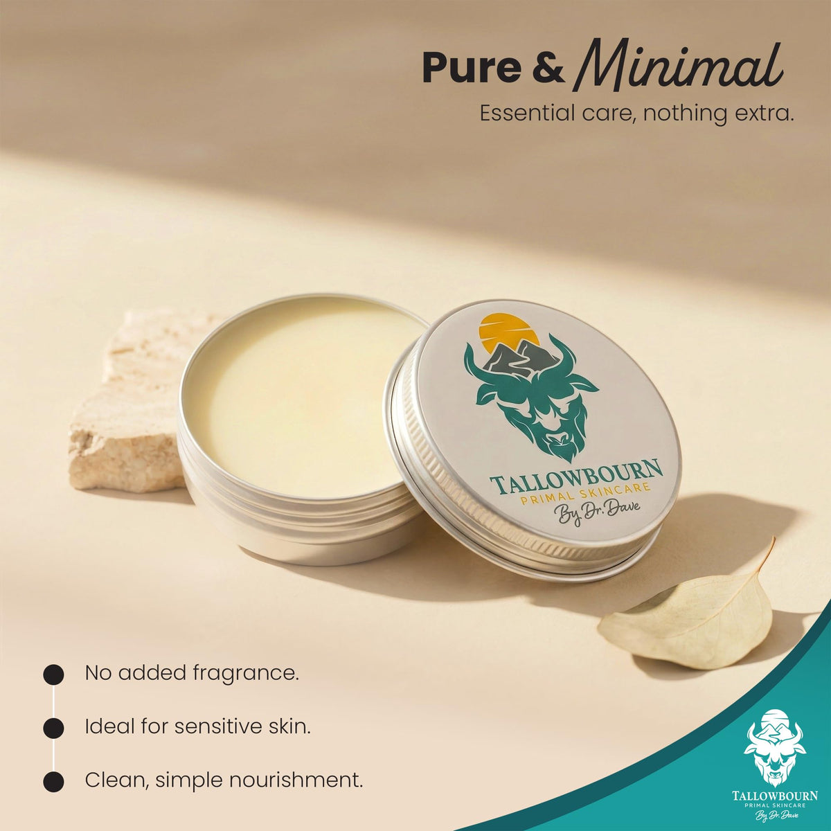 Grass-Fed Beef Tallow Balm Unscented 1oz X10383