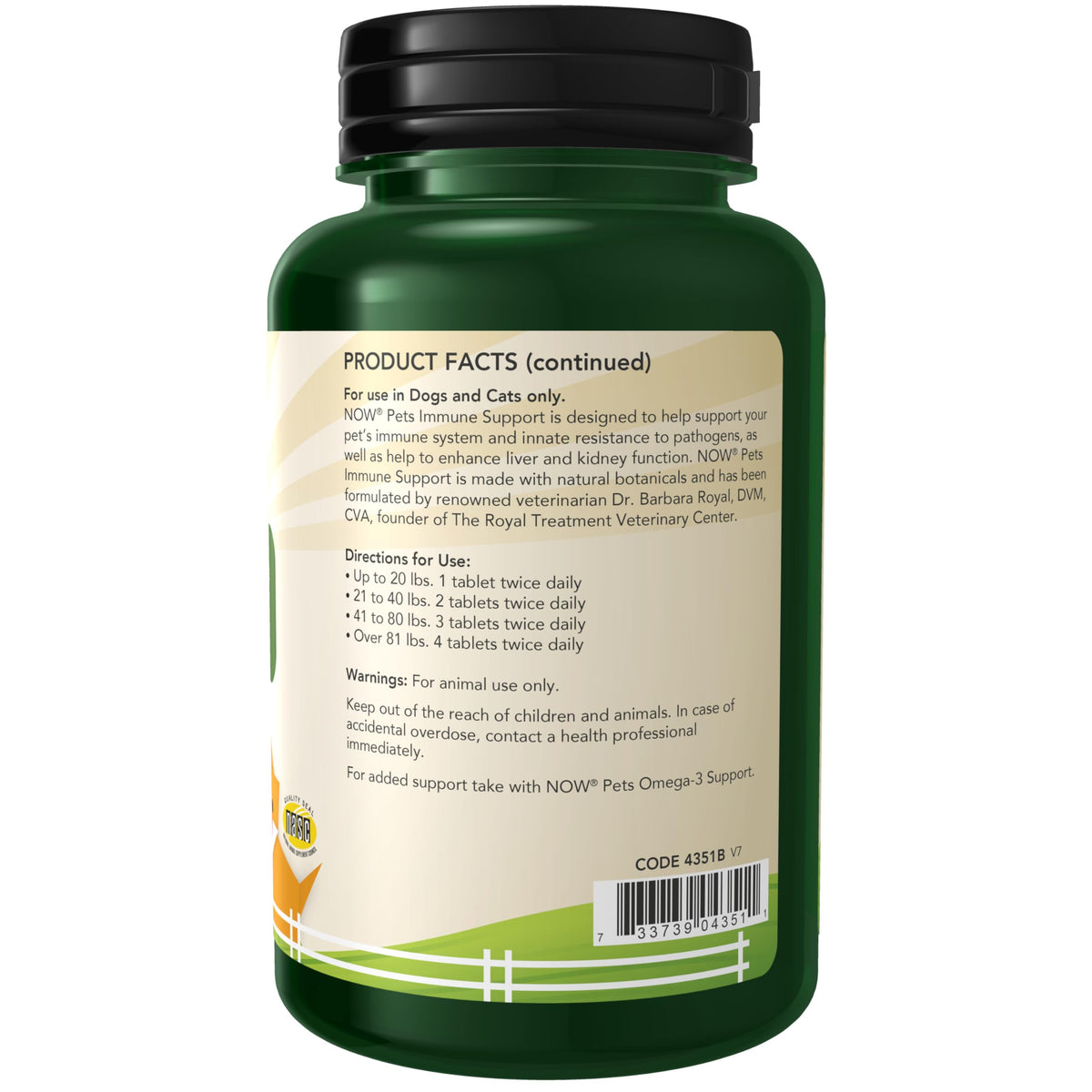 Immune Support Supplement for Cats & Dogs 90 Chewable Tablets A467155