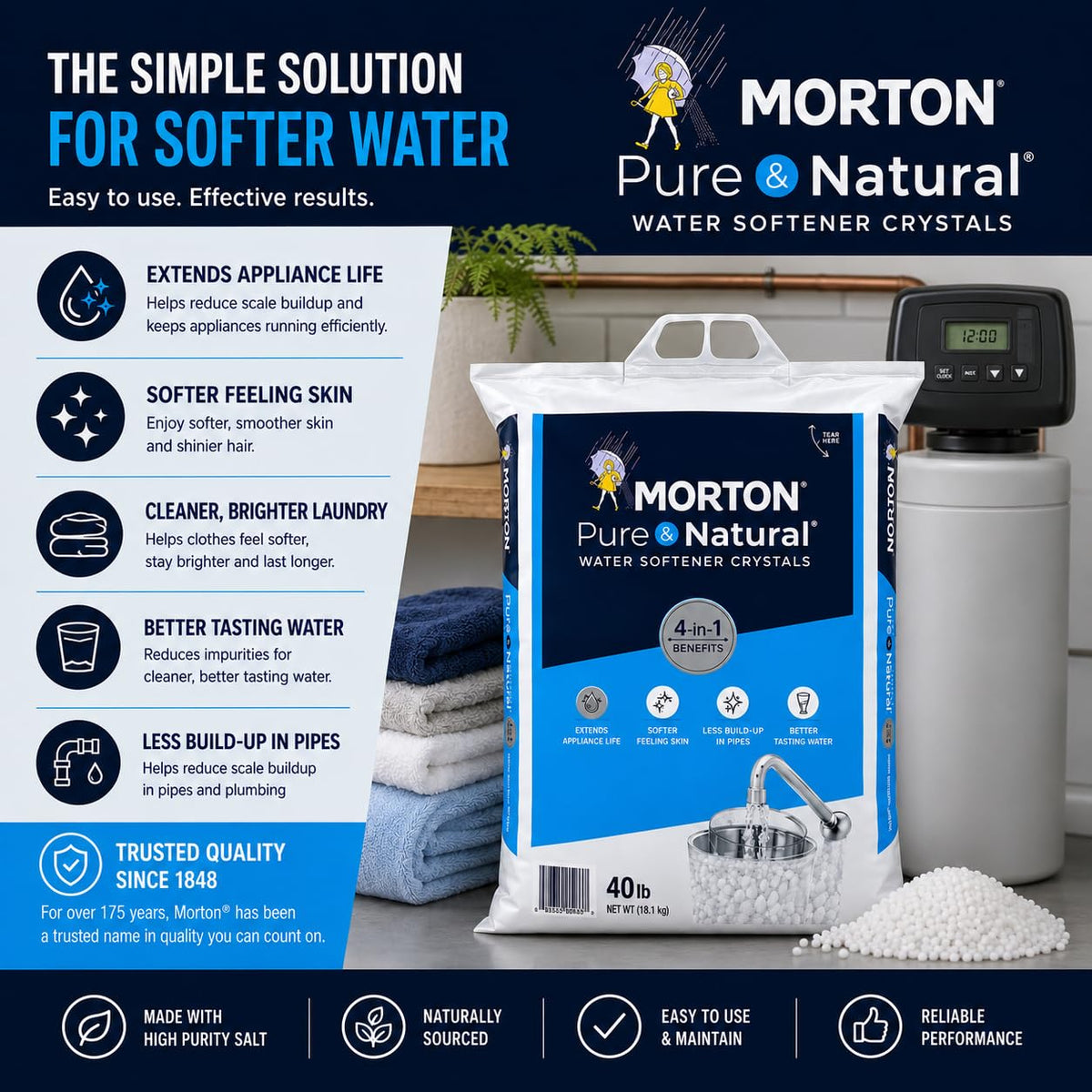 Pure and Natural Water Softener Crystals 40lbs X2273