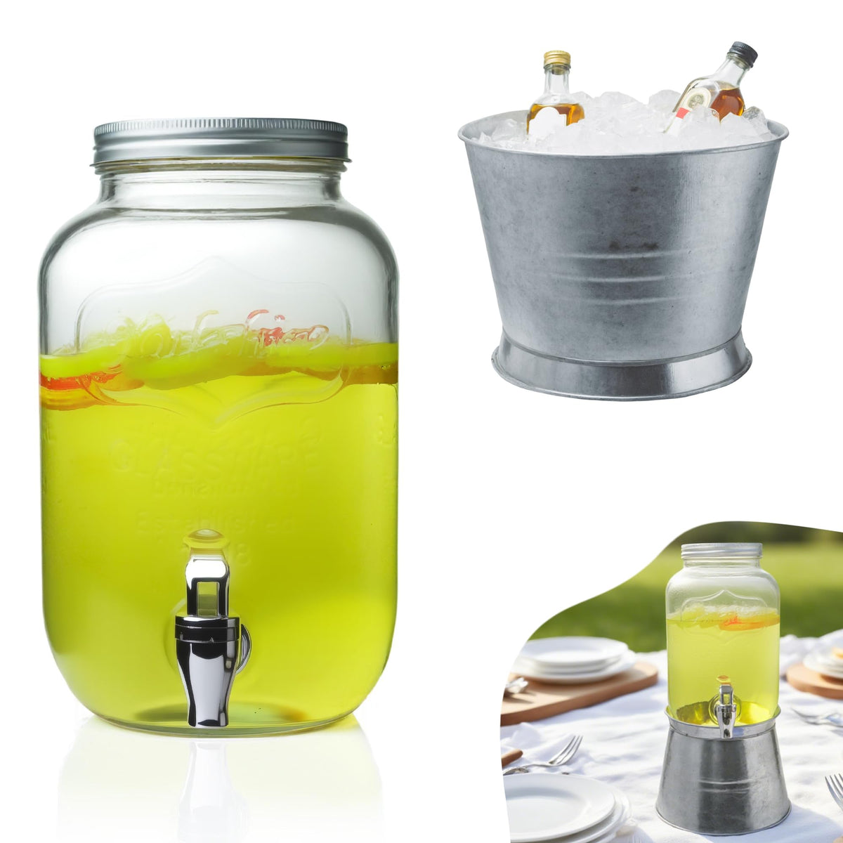 Glass Beverage Dispenser with Stand 1 Gallon X7018