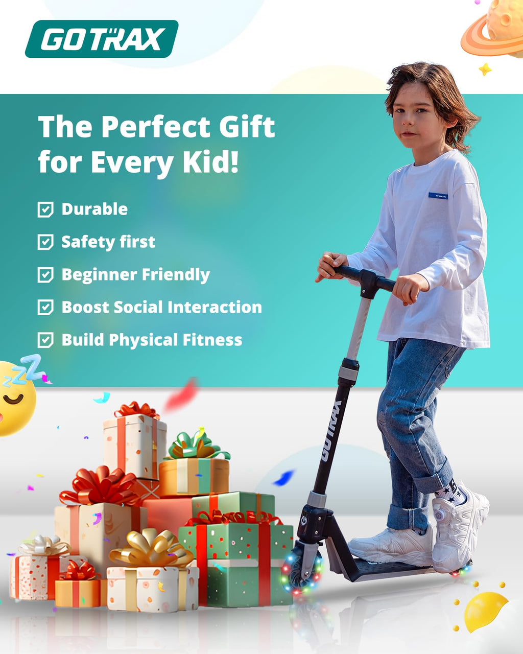 Kids Kick Scooter LED Light 2 Wheels N54034