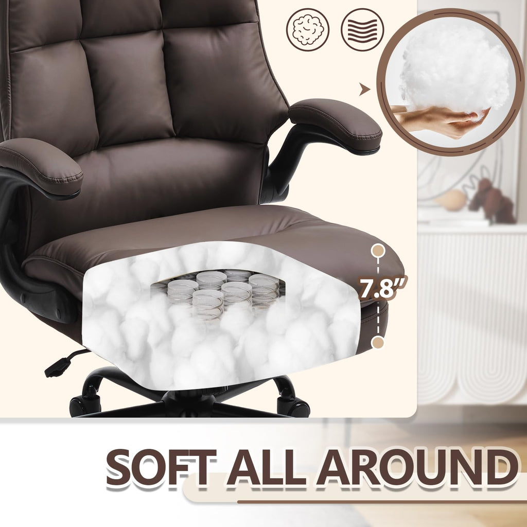 Brown Ergonomic Office Chair with Flip-up Armrests P306689