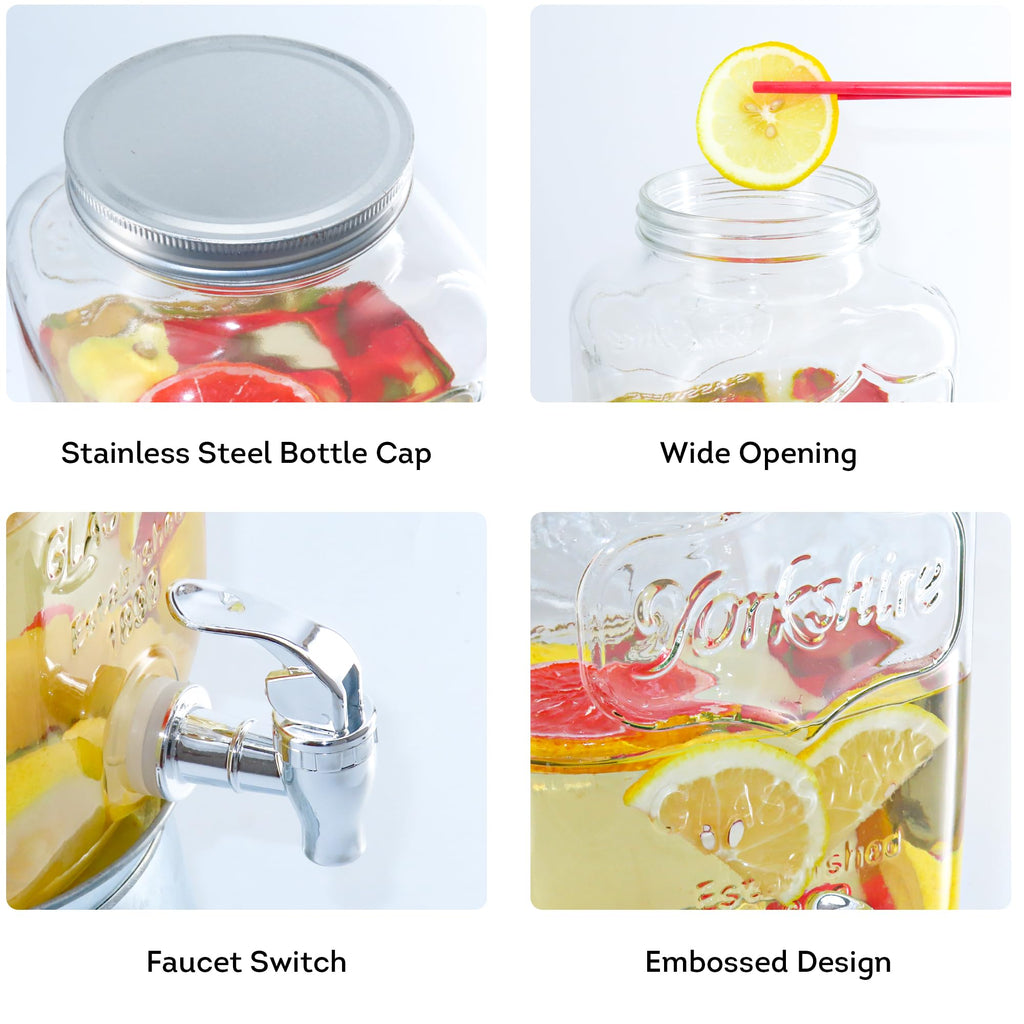 Glass Beverage Dispenser with Stand 1 Gallon X7018